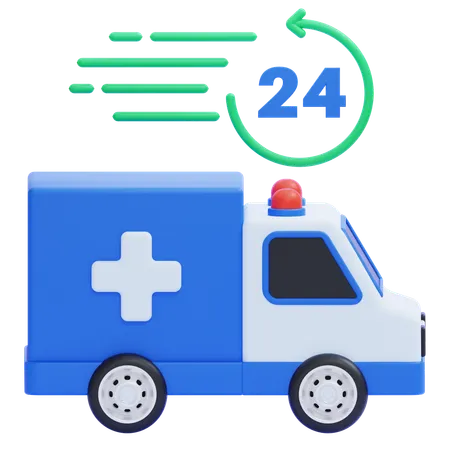 24 Hour Ambulance Service  3D Icon