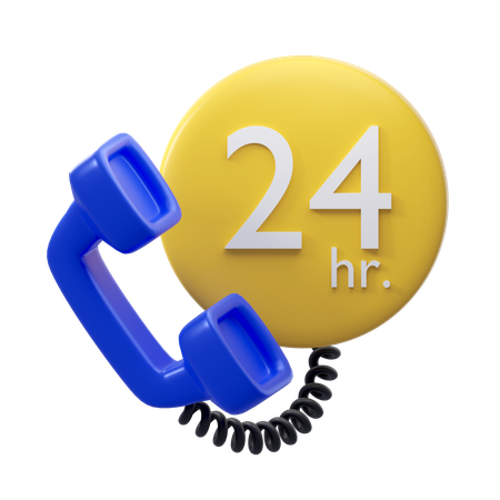 24 Hour Call Service  3D Icon