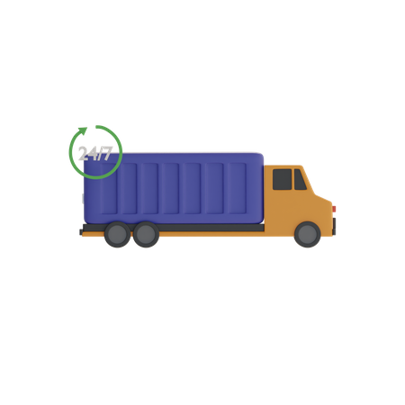 24 Hour Cargo Truck Service  3D Icon