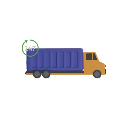 24 Hour Cargo Truck Service  3D Icon