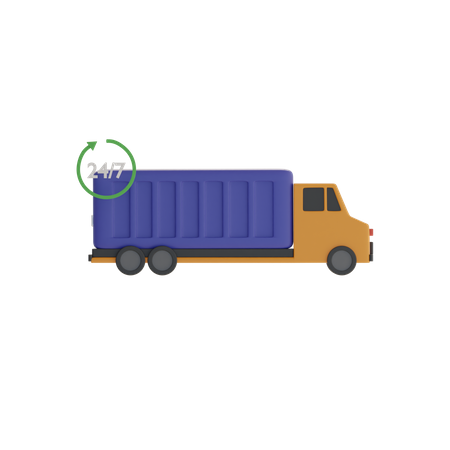 24 Hour Cargo Truck Service 3D Icon
