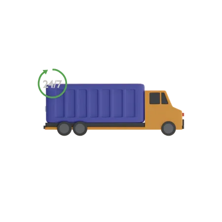 24 Hour Cargo Truck Service 3D Icon