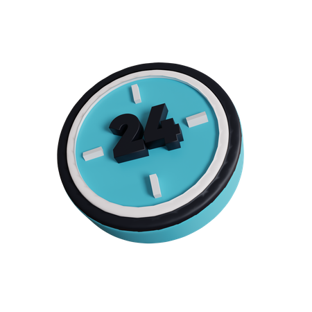 24 Hour Clock  3D Icon