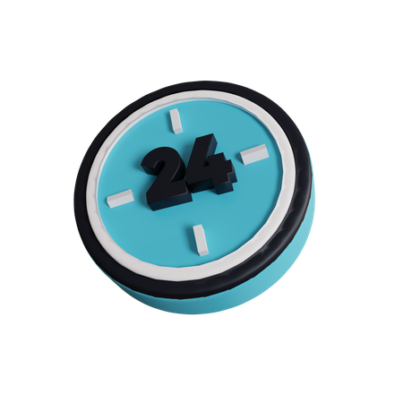 24 Hour Clock  3D Icon