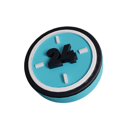 24 Hour Clock 3D Icon