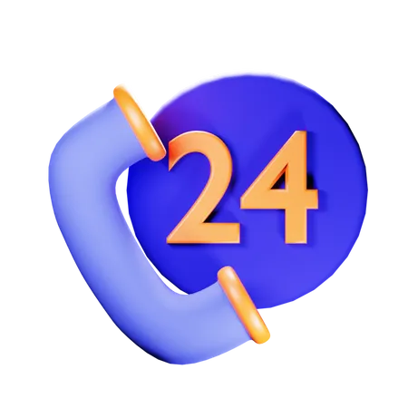 24 Hour Customer Service  3D Icon