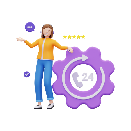 24 hour customer service  3D Illustration