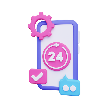 24 Hour Customer Service  3D Illustration