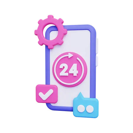 24 Hour Customer Service  3D Illustration