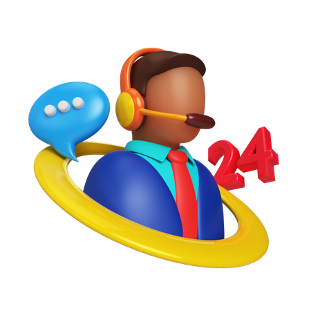 24 Hour Customer Support  3D Icon