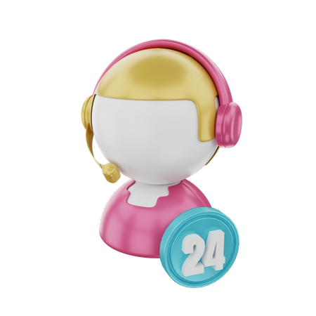 24 Hour Customer Support  3D Illustration