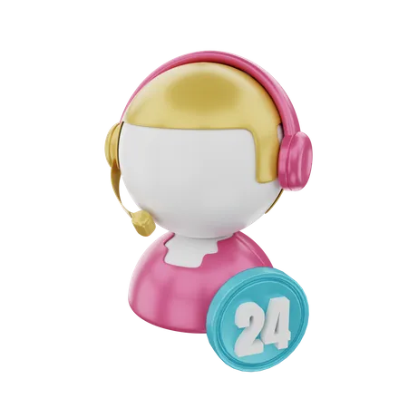 24 Hour Customer Support  3D Illustration