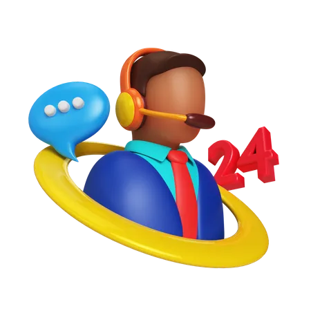 24 Hour Customer Support  3D Icon