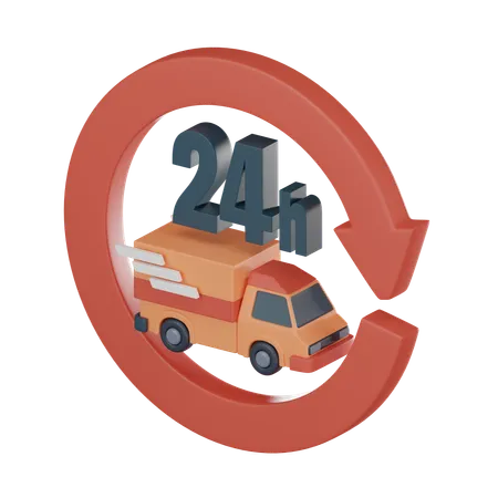 24 Hour Delivery  3D Icon