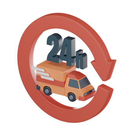 24 Hour Delivery  3D Icon