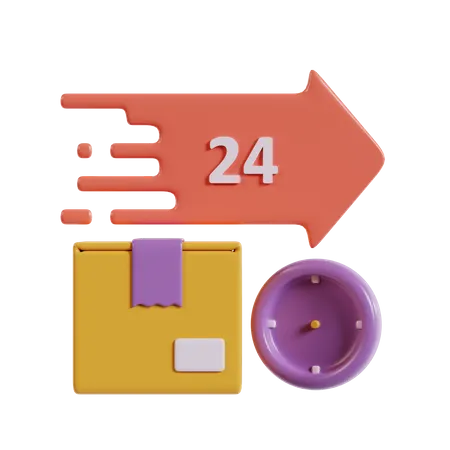 3 D Illustration Of 24 Hour Delivery Delivery Business Icon 3D Icon