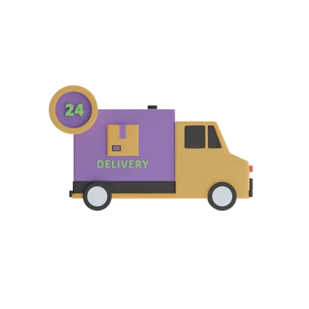 24 Hour Delivery Service  3D Icon