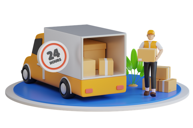 24 Hour Express Delivery  3D Icon