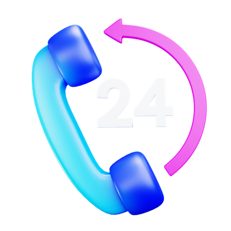 24 Hour Hotline 3D Icon