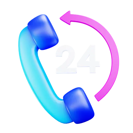 24 Hour Hotline  3D Icon