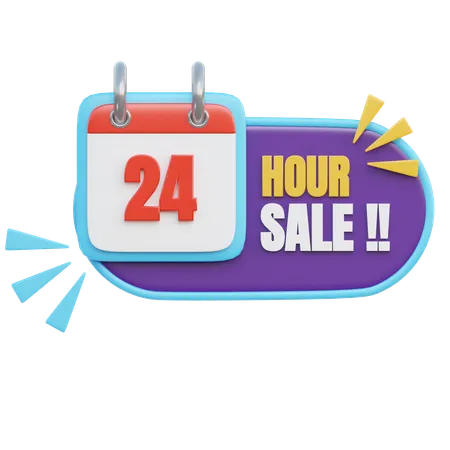 24 Hour Sale 3 D Marketing Text 3D Icon
