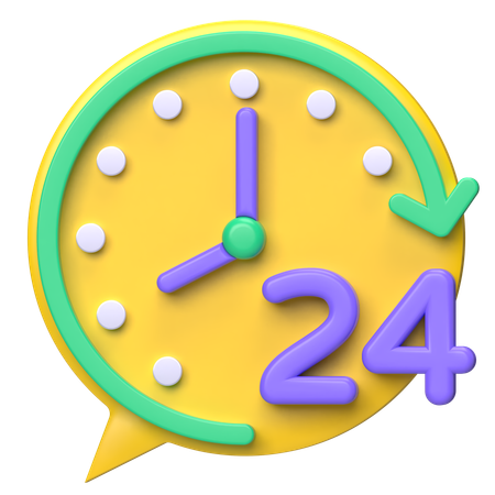 24 Hour Service  3D Icon