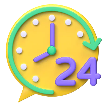 24 Hour Service  3D Icon