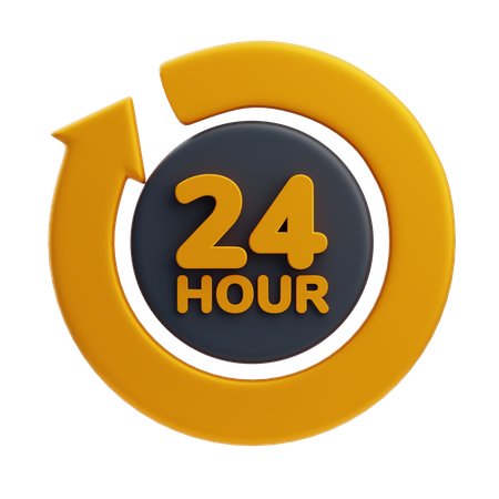 24 Hour Service  3D Icon