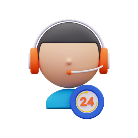 24 hour service  3D Icon