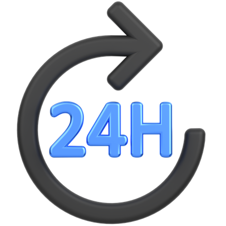 24 Hour Service  3D Icon