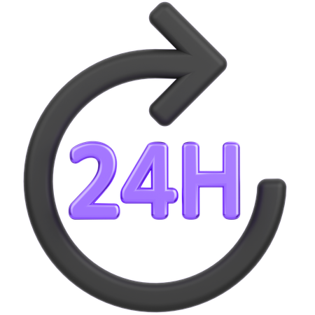 24 Hour Service  3D Icon