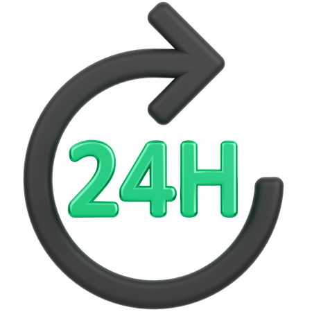 24 Hour Service  3D Icon