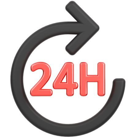24 Hour Service  3D Icon