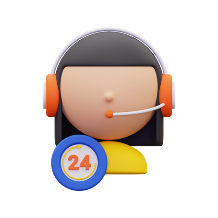 24 hour service 3D Icon