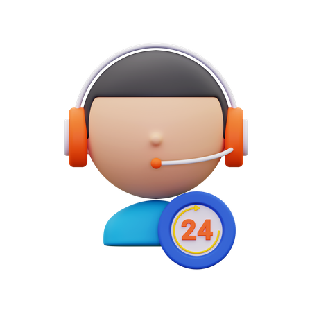 24 hour service 3D Icon