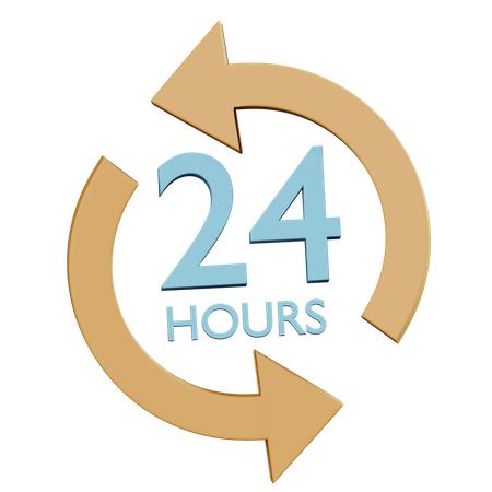 24 Hour Service Clock  3D Icon