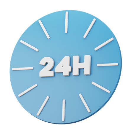 24 Hour Service Clock  3D Icon