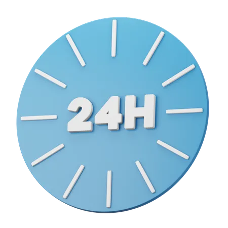 24 Hour Service Clock  3D Icon