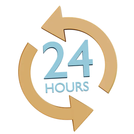 24 Hour Service Clock  3D Icon