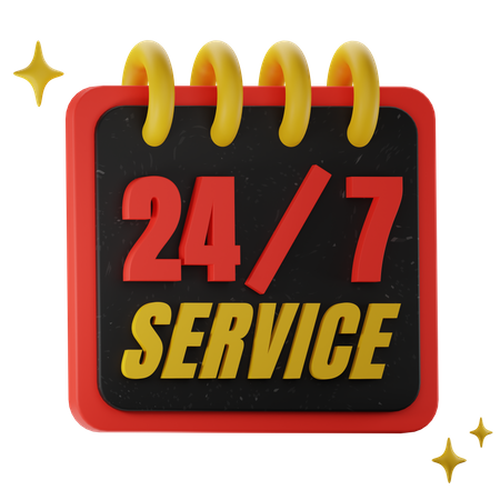 24 Hour Service Everyday  3D Icon