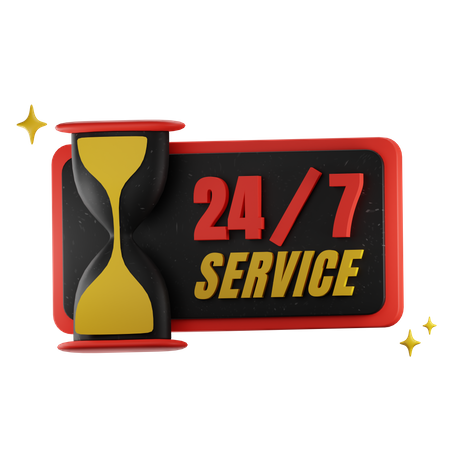 24 Hour Service Everyday  3D Icon