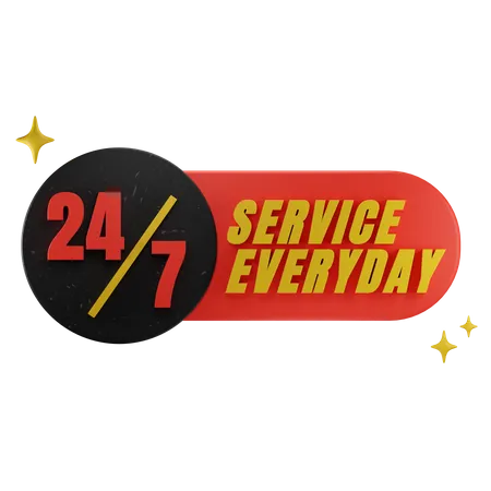 24 Hour Service Everyday  3D Icon