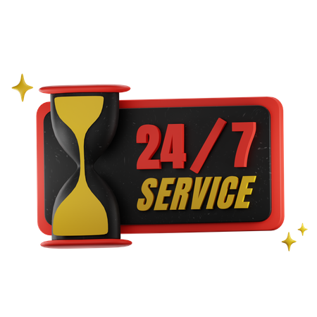 24 Hour Service Everyday  3D Icon