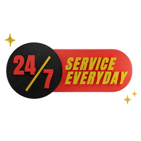 24 Hour Service Everyday  3D Icon