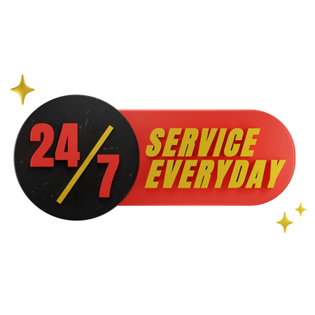 24 Hour Service Everyday 3D Icon