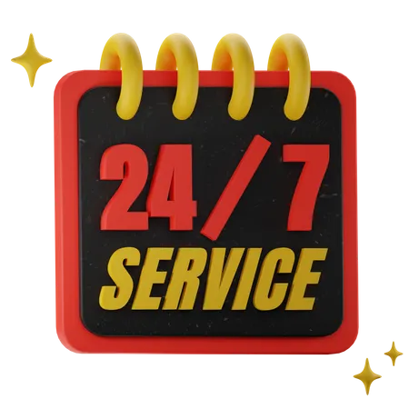 24 Hour Service Everyday  3D Icon