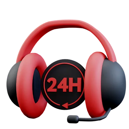 3 D Illustration Of 24 Hour Services 3D Icon