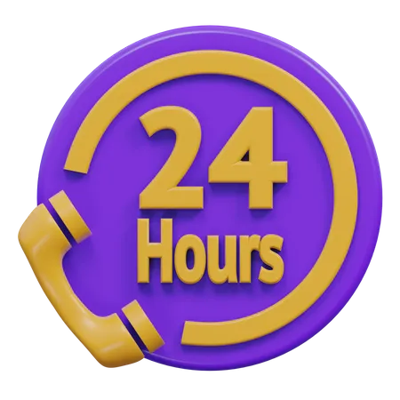 24 Hour Services  3D Icon