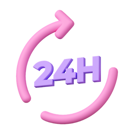 24 Hour Support  3D Icon