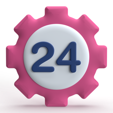 24 Hour Support  3D Icon